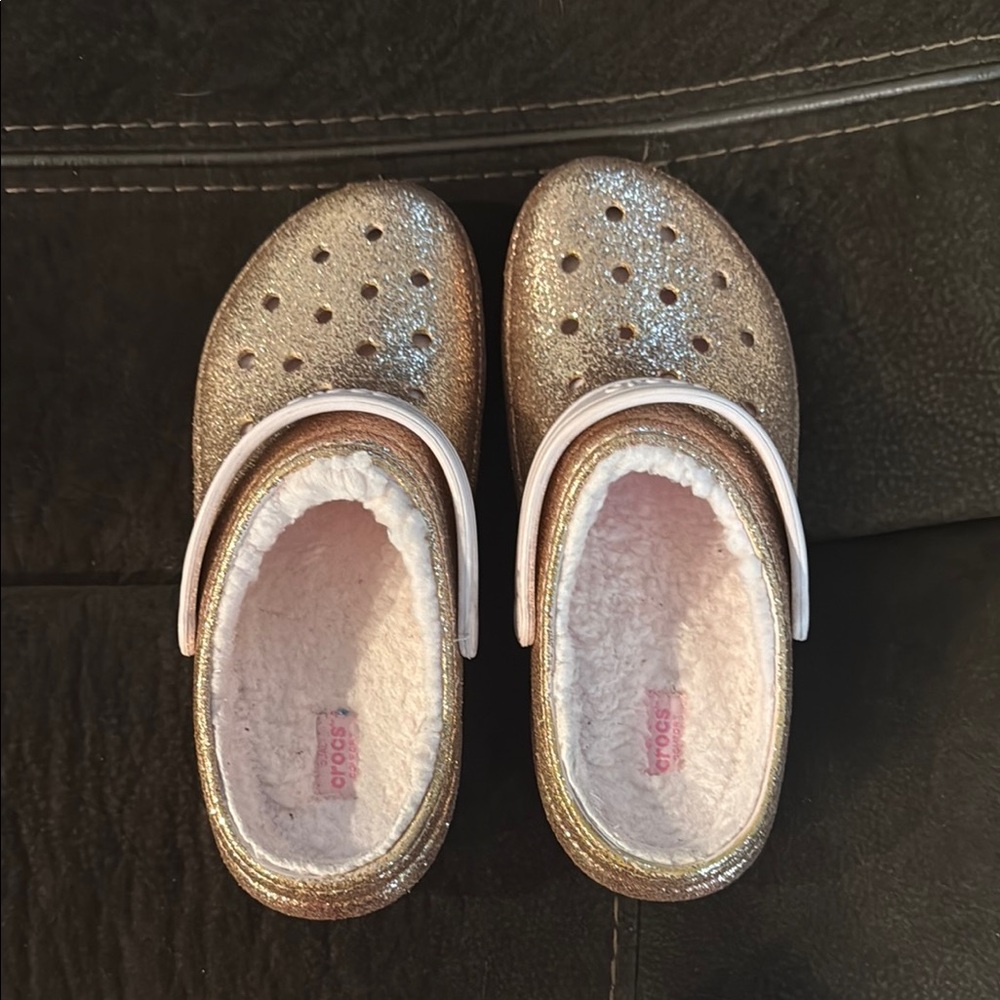 Gold Kids Shoes with White Strap used